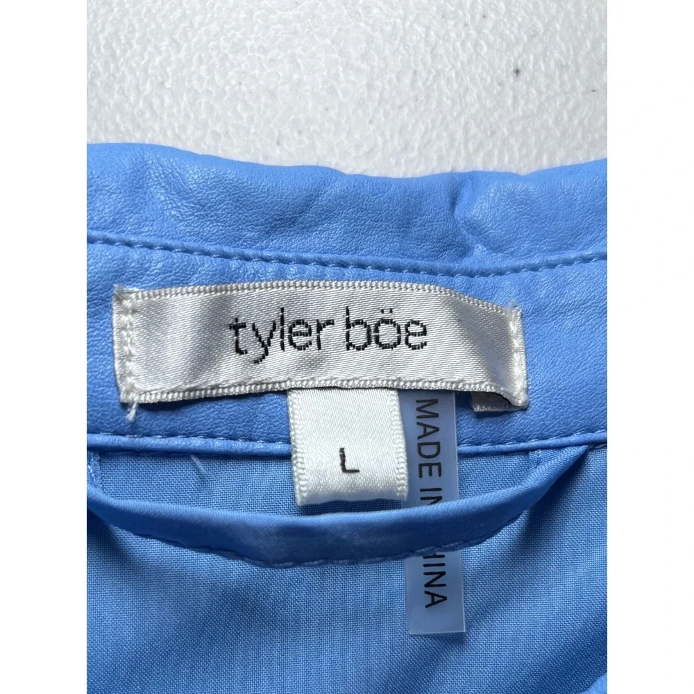 Tyler Boe Ziva Shirt Dress Large Cornflower Blue Waxed Finish Belt $250